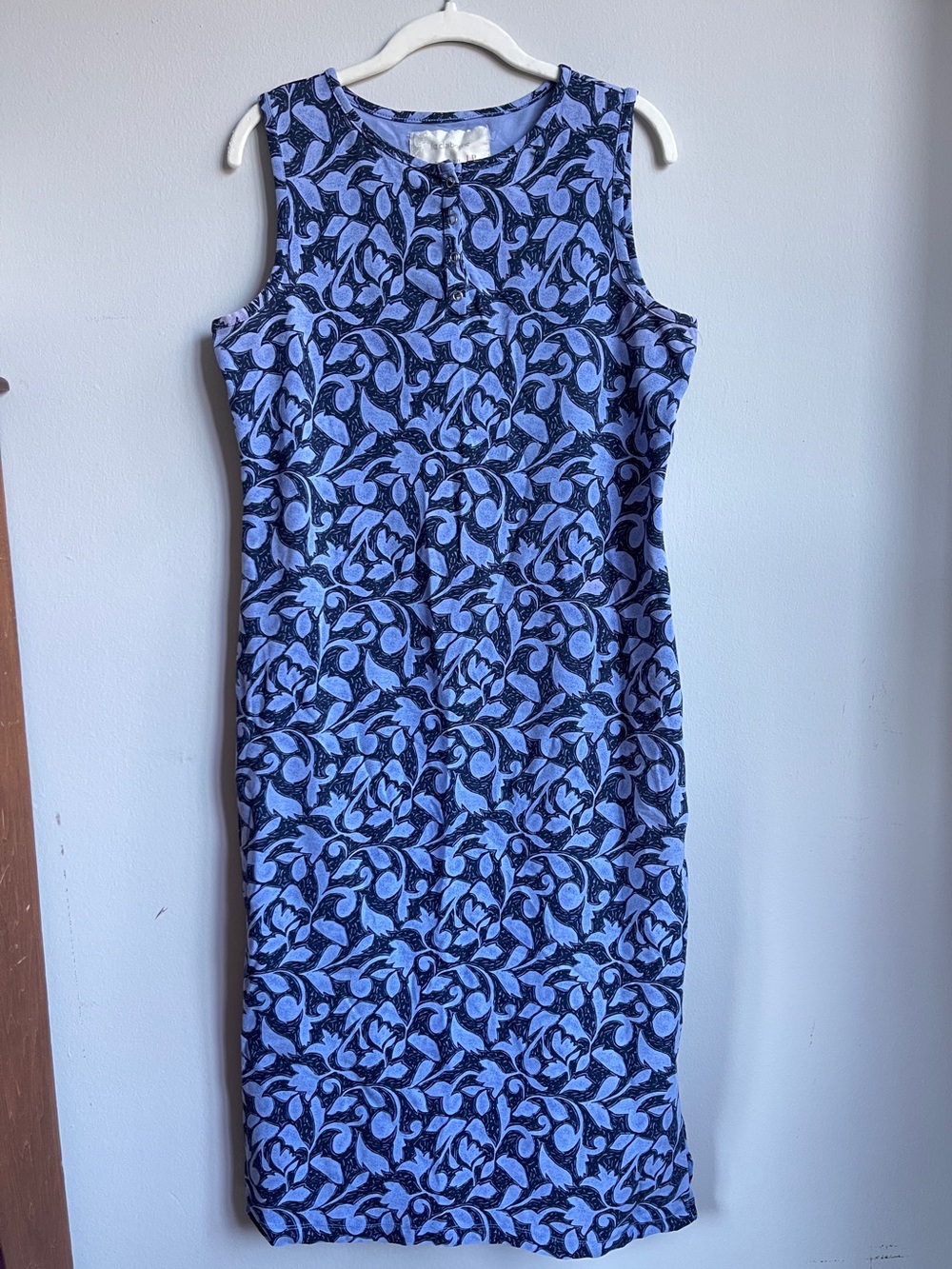 Liz Claiborne Blue Floral Sheath Midi Dress in Petite Large